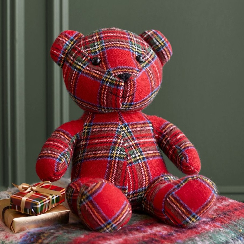 New Pottery Barn Stewart Plaid Teddy Bear, Red Plaid